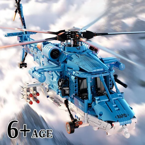 Vista 7 de Juego de bloques de construcción de helicópteros militares 1521PCS para Azul