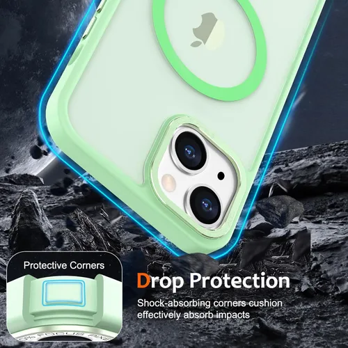 Vista 304 de Anuck - Funda magnética para iPhone 11 compatible con MagSafe, carcasa trasera mate translúcida dura, borde de TPU, delgada, resistente a impactos