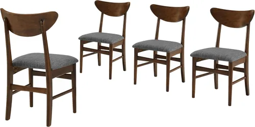 Vista 10 de Crosley Furniture Landon - Juego de 4 sillas de comedor de madera modernas de mediados de siglo con asiento tapizado, silla de cocina, bellota