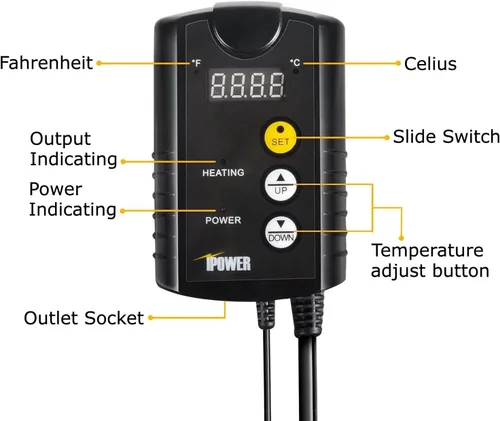 Vista 5 de iPower tapete térmico para plantón, tapete térmico hidropónico caliente con diseño impermeable duradero, estera de calor solamente, Negro