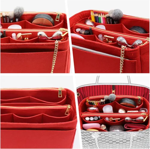 Vista 6 de Bolsa organizadora de fieltro 3 en 1 con soporte para botellas, A-ROJO, M