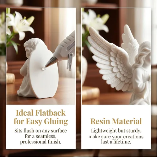 Vista 4 de EXCEART 60 piezas de figuras de ángel en miniatura, mini estatua de ángel, adornos de resina, cuentas planas para bricolaje, álbumes de recortes