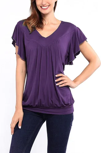 Vista 3 de Helloacc, camisa con mangas cortas con volado, holgada, cuello en V
