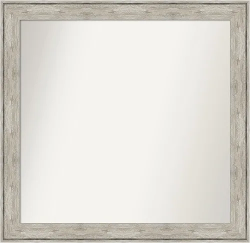 Vista 270 de Amanti Art Espejo de baño plateado para sobre el fregadero, 28 x 37 pulgadas, elegante espejo rectangular de peltre cepillado, marco de madera
