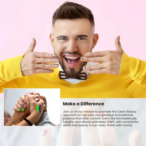 Vista 4 de karma organic Tratamiento natural de uñas, arte de uñas no tóxico, vegano y libre de crueldad animal para hombres