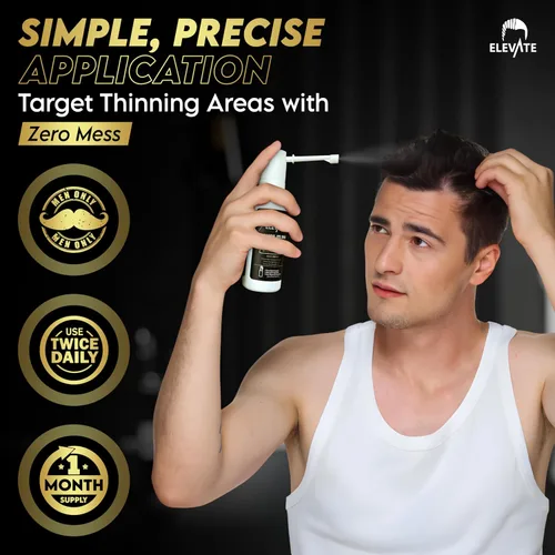 Vista 6 de Elevate Tratamiento de crecimiento del cabello 5% Minoxidil Spray para hombres – Fórmula clínicamente probada de rápida absorción para pérdida