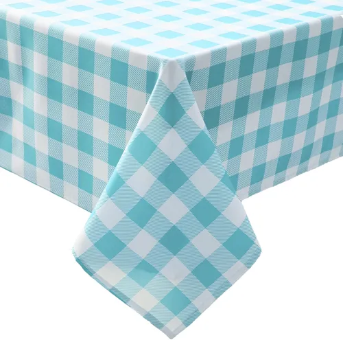 Vista 6 de Mantel de Tela Clásico a Cuadros Vichy - Rectangular de 58x102 Pulgadas Resistente al Agua Mantel a Cuadros para Uso Interior/Exterior - Cubierta