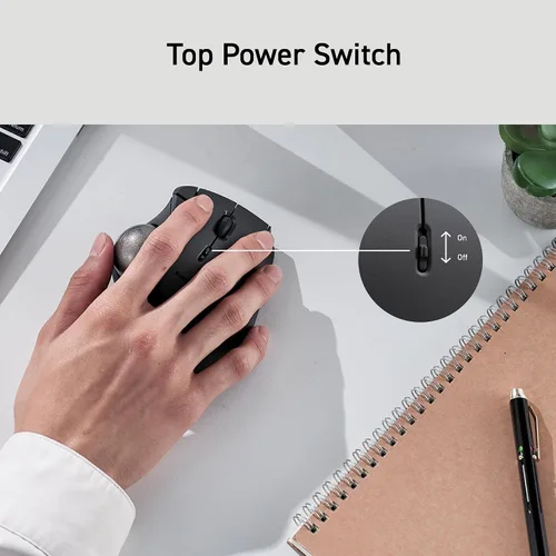 Vista 9 de ELECOM Diseño de comodidad ergonómica Trackball IST Inalámbrico 2.4GHz Conectar, Seguimiento súper suave con rodamiento de bolas rodantes, Bola