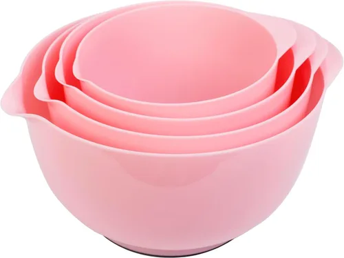 Vista 20 de BoxedHome Juego de cuencos de plástico anidables con boquilla de vertido, apto para microondas y lavavajillas, base antideslizante sin BPA, juego