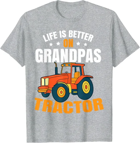 Vista 34 de Life Is Better On Grandpas Tractor Kids Farm Tractor Boy Camiseta, Negro