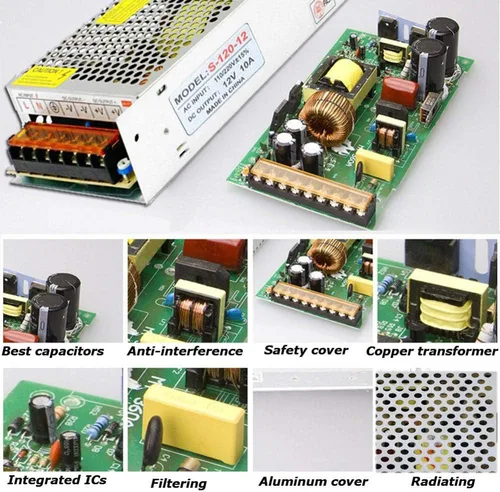 Vista 6 de JOYLIT AC 110-240V a DC 12V 20A Fuente de alimentación 240W