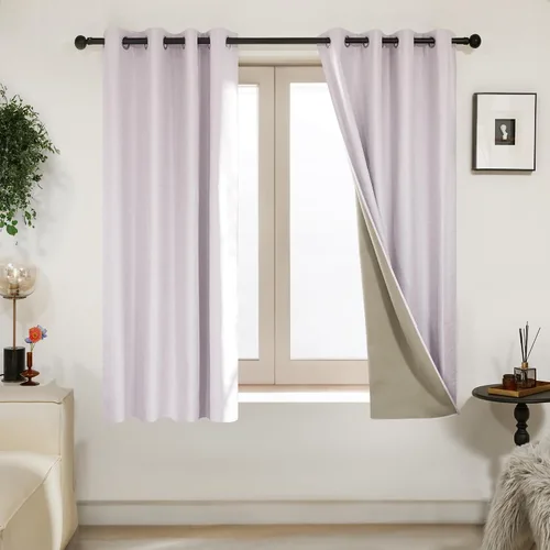 Vista 8 de Deconovo Cortinas 100% opacas, cortinas de sala de estar, cortinas opacas para dormitorio, 2 paneles, caramelo jacquard, 52 x 63 pulgadas