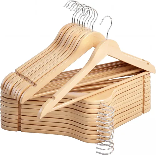Vista 14 de StorageWorks - Paquete de 20 perchas de madera para abrigos, camisas, chaquetas, pantalones y trajes, color cereza oscuro