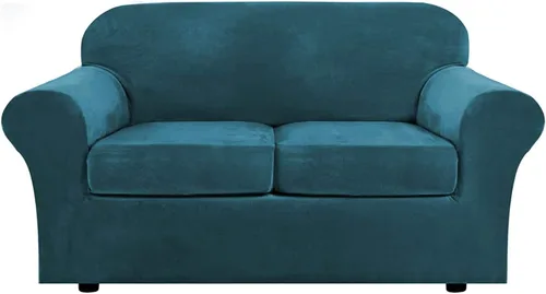 Vista 21 de Funda de terciopelo de lujo con fundas de cojín de asiento separadas, funda de sofá de alta elasticidad, fundas de sofá de felpa ultra suave, Marrón