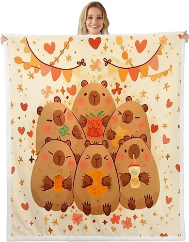 Vista 28 de Erosebridal Funny Capybaras Blanket Capybara Lover Gifts Cute Fleece Blanket for Kids Girls Boys, Capybara Decorations Blankets 40"x50", Kawaii