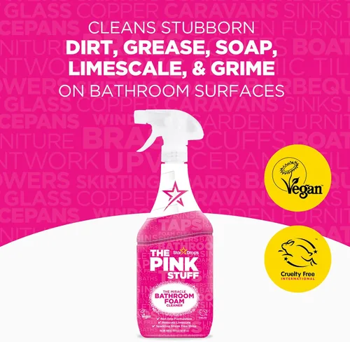 Vista 2 de Stardrops - Limpiador de espuma para baño The Pink Stuff Miracle - 30 onzas líquidas - ¡ahora 20% más! Potente acción de espuma para duchas
