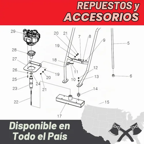 Vista 8 de Conjunto para concreto húmedo, nivelador de cemento accionado a gas 37.7cc, 4 tiempos.