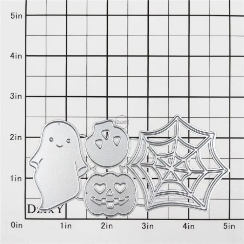 Vista 2 de DzIxY Juego de troqueles de metal fantasma de calabazas de Halloween para hacer tarjetas, juegos de troqueles de papel para grabar, plantillas