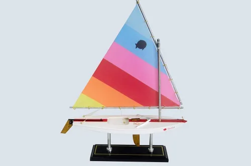 Vista 10 de LK Decoración de barco de vela modelo Sunfish de madera 16"-10