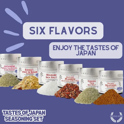 Vista 5 de Juego de regalo gourmet Japanese Seasonings – Tastes of Japan – Mezcla de especias artesanales – Paquete de seis – Sin OMG, totalmente natural, lote
