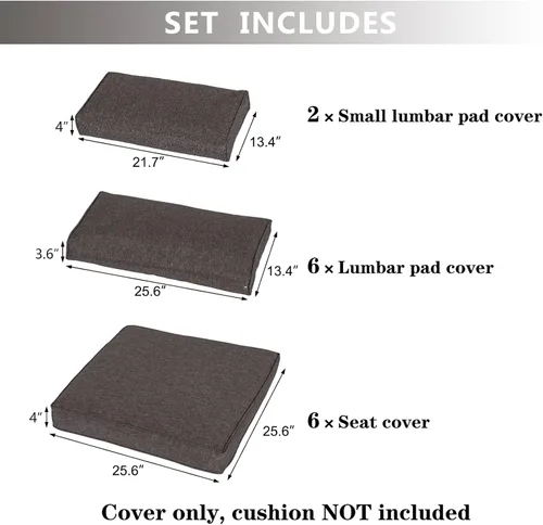 Vista 2 de KINTNESS Fundas de cojín de repuesto para sofá modular de ratán de 7 piezas, 14 fundas impermeables para cojines de patio con cremallera