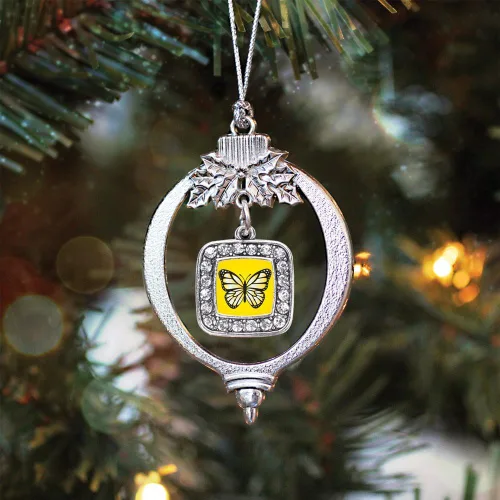 Vista 17 de Inspired Silver - Nana púrpura - Adorno de Navidad plateado - Adorno cuadrado para árbol de Navidad con circonita cúbica - Decoración colgante