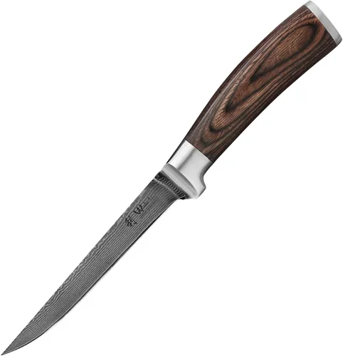 Vista 4 de Wakoli EDIB - Cuchillo deshuesador de damasco, hoja de precisión de 5.7 pulgadas, cuchillo de cocina profesional con núcleo VG10, mango ergonómico