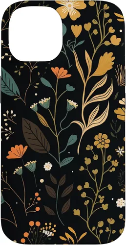 Vista 4 de Floral Aesthetic Simple Boho Modern Botanical Flowers Black Case for iPhone 17