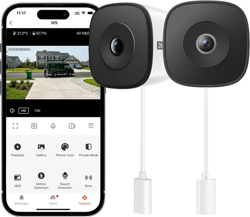 Vista 11 de Cámara de seguridad para ventana HOMIQ LIFE 3MP 2K, cámaras WiFi interiores 2.4GHz/5GHz con visión nocturna a color AI Colorvue, detección