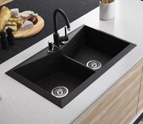 Vista 5 de Highcraft 9754JO - Colador de acero inoxidable para fregadero de cocina, repuesto para desagües estándar (3-1/2 pulgadas), tapón de goma con bloqueo