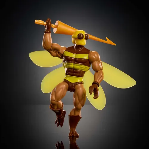 Vista 3 de Masters of The Universe Origins - Figura de acción Buzz-Off Cartoon Collection, 5.5 pulgadas, líder de abeja de TV de los años 80 alado y con gafas