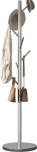 Vista 16 de Perchero de metal con rotación de 360°, color negro Modern Coat Rack with 360° Rotary Design Sturdy Heavy Duty Hall Tree Hats Hanger Holder Stand