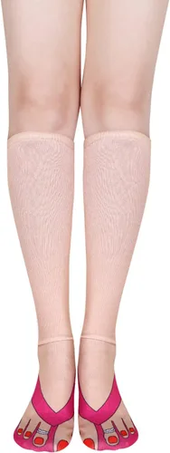 Vista 8 de Benefeet Sox Calcetines altos hasta la rodilla para mujeres y niñas, calcetines lindos sobre la pantorrilla, calcetines con impresión 3D, calcetines