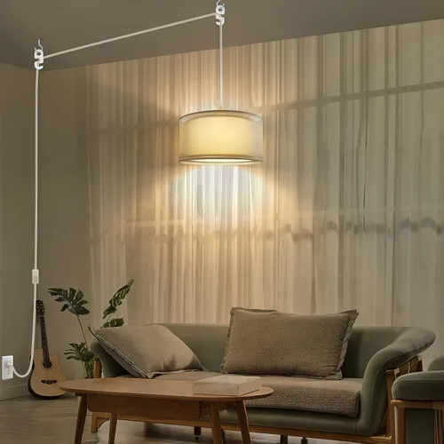 Vista 3 de Lámpara Colgante Enchufable, Luces Colgantes con Cable Blanco de 15 Pies con Cable Enchufable, Luz Colgante con Interruptor de Encendido/Apagado
