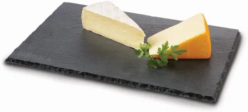 Vista 3 de BOSKA Plato de pizarra para servir – Grande para presentación de queso, tapas, pan y postres – Losa de tabla con pies antideslizantes – Tabla