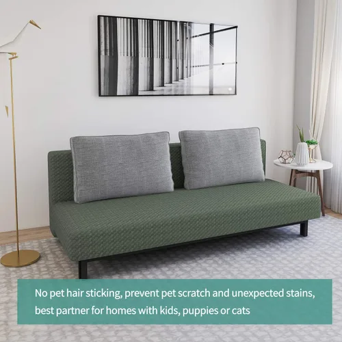 Vista 2 de YEMYHOM Funda para Futón Diseño Jacquard Más Reciente de Alta Elasticidad para Sofá Cama sin Brazos, Protector de Muebles Antideslizante con Parte