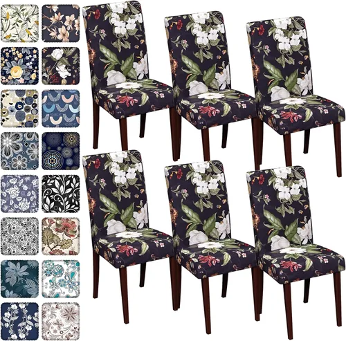 Vista 16 de Fundas para sillas de comedor CoSofSLIP, juego de 2, fundas estampadas elásticas antideslizantes, fundas extraíbles y lavables para sillas
