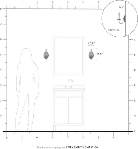 Vista 7 de Livex Lighting 4151-04 Home Basics Aplique de Pared Negro de 1 Luz
