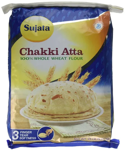 Vista 4 de Sujata Chakki Atta, harina de trigo integral, bolsa de 10 libras