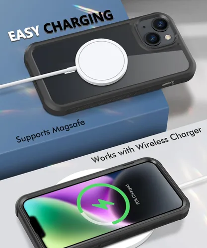 Vista 5 de Funda para iPhone 15 de cuerpo completo, protector de pantalla integrado, con protector de lente de cámara, [antiamarilleamiento], funda protectora