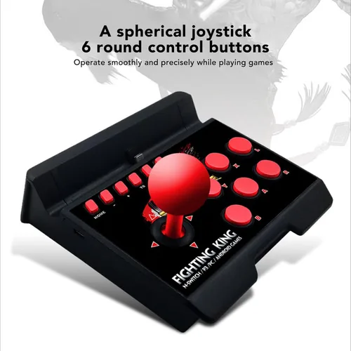 Vista 3 de Luqeeg Wired Game Joystick, 4 in 1 Spherical Joystick, Wired Game Controller Game Fighting Joystick Stick Controller Game Machine Accessories for