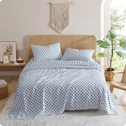 Vista 11 de Indigo Ink - Juego de sábanas para cama individual, ropa de cama de peso medio con funda de almohada a juego, juego de cama floral boho, suave