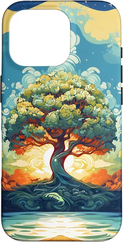 Vista 20 de iPhone 16 Sunrise Spiritual Sun Water Tree of Life Case