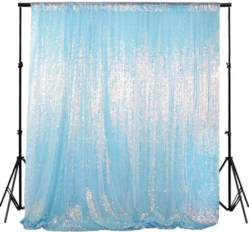 Vista 19 de ShiDianYi Cortina de fondo color rubor de 4 x 6 pies con lentejuelas para fotos, cortinas brillantes para telón de fondo, eventos y fiestas, telón