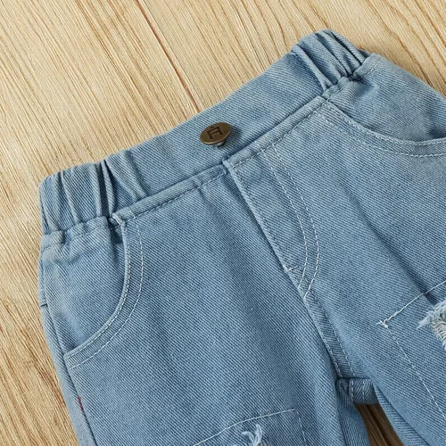 Vista 7 de Tikoubabe Ropa de bebé para niña y niño con encaje blanco y manga larga + pantalones vaqueros