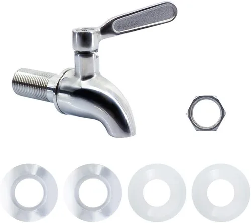 Vista 4 de Grifo de acero inoxidable para dispensador de bebidas, espita de metal de repuesto para dispensador de bebidas, grifo dispensador de agua, boquilla