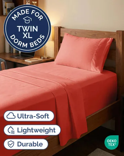 Vista 367 de Extra Deep Twin XL Sheet Set - 3 Piece College Dorm Room - White 01-Blanco