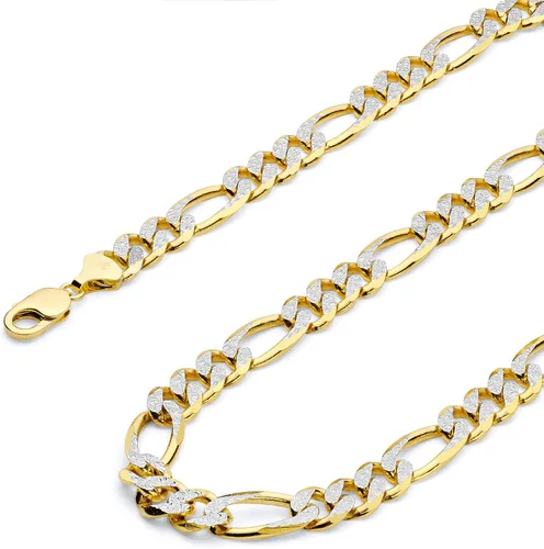 Vista 18 de Wellingsale Cadenas Figaro de oro macizo de 14 quilates (opciones seleccionadas)