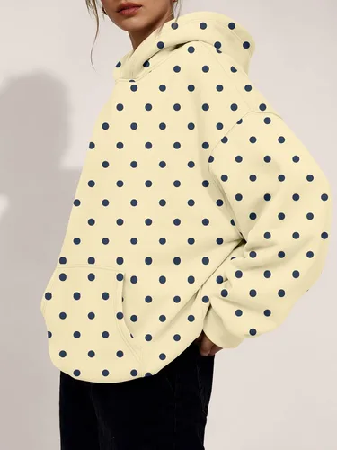 Vista 3 de Trendy Queen Sudaderas con capucha de gran tamaño para mujer, sudaderas de felpa para mujer, suéteres de moda de otoño, suéteres de invierno Lunares