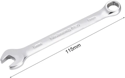 Vista 2 de uxcell Llave combinada métrica de extremo abierto, caja de 12 puntos, 0.315 in, acabado cromado, Cr-V